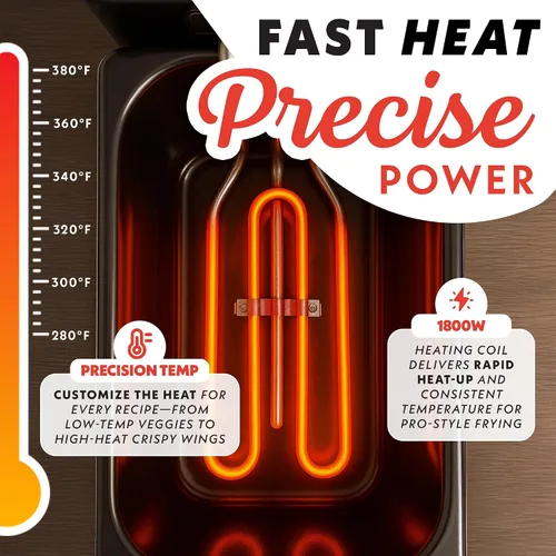 Miniatura 3 de Gourmia Freidora de encimera de 3.2 cuartos de galón: freidora de aceite eléctrica con pantalla digital, control de temperatura ajustable de 280 °F