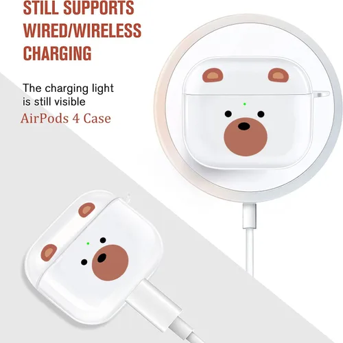 Miniatura 3 de Funda para AirPods 4 2024 con mosquetón de llavero, funda transparente para AirPods 4, diseño de anime, funda suave con adornos para niños, niñas