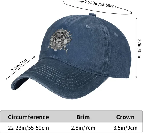 Miniatura 8 de Sombrero de vaquero de moda para hombre y mujer, ajustable para cuatro estaciones, gorra de béisbol del infierno con ángel, azul marino, Azul marino
