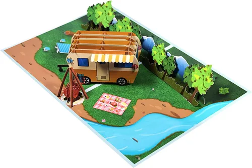 Miniatura 2 de Tarjeta emergente 3D de camping RV tarjeta de felicitación con sobre para marido, hijo, padre, tarjetas de cumpleaños, tarjeta de viaje al aire