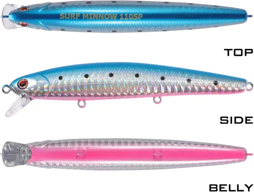 Miniatura 5 de LITTMA Señuelos de pesca de surf de California Señuelos de pesca de agua salada Jerkbait Crankbait Surf Minnow 110 - Sardina metálica Super Glow