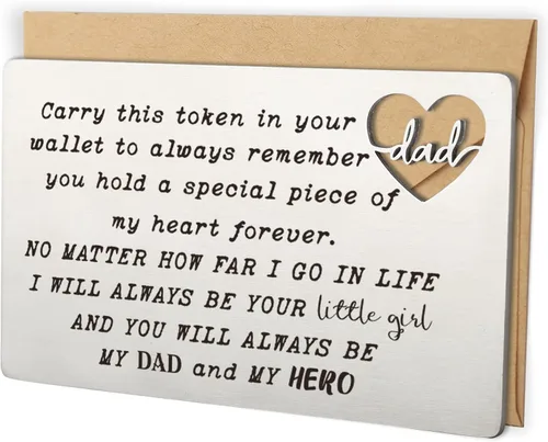 YODOCAMP Regalos para papá de hija, tarjeta grabada para tarjetas de cartera, cumpleaños, día del padre, Acción de Gracias, Navidad, San Valentín,