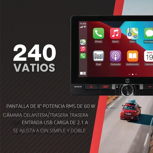 Miniatura 3 de Dual Electronics DCPA81W 8-pulgadas Certificado Apple CarPlay Android Auto Con Cable o Inalámbrico Radio Estéreo de Coche Pantalla Táctil Single