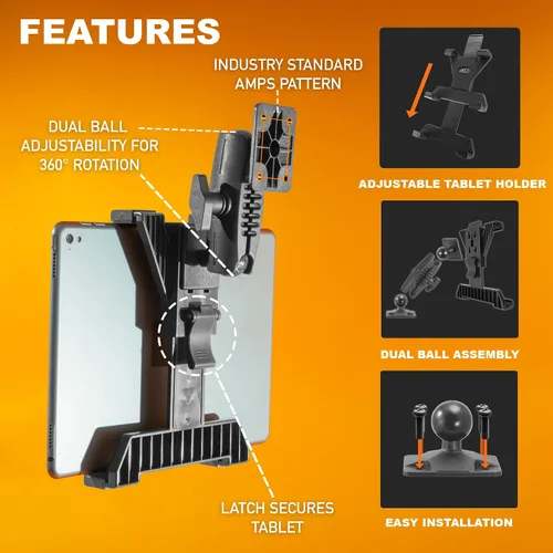 Miniatura 3 de iBOLT TabDock Bizmount AMPs - Soporte para tablet con base de taladro resistente para todas las tabletas de 7 a 10 pulgadas, ideal para vehículos