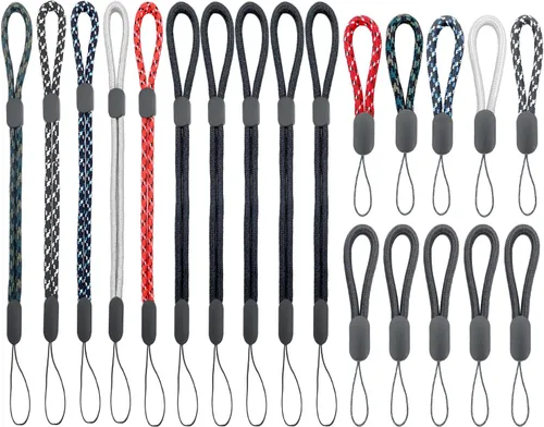20 correas de mano para muñeca y cordón pequeño para el dedo, 2 tipos de correas ajustables de nailon coloridas para llaves de cámara de teléfono