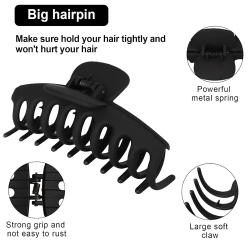 Miniatura 2 de 4 paquetes de pinzas grandes para el cabello, antideslizantes, para mujeres y niñas, con agarre fuerte, accesorios para el cabello de 4 pulgadas
