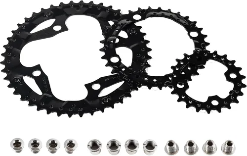 Miniatura 7 de BUCKLOS 64/104 BCD - Juego de platos para bicicleta con pasador, aleación CNC de acero doble/triple MTB 22T 24T 26T 32T 38T 42T 44T 4 pernos