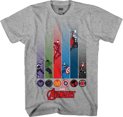 Marvel Avengers Avenge Time Hawkeye Hulk Iron Man Capitán América Thor Black Widow Camiseta gráfica para hombres adultos, Negro -
