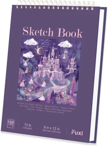 Miniatura 22 de Cuaderno de bocetos de 9 x 12 pulgadas, bloc de bocetos con espiral superior, paquete de 4 blocs de 100 hojas cada uno