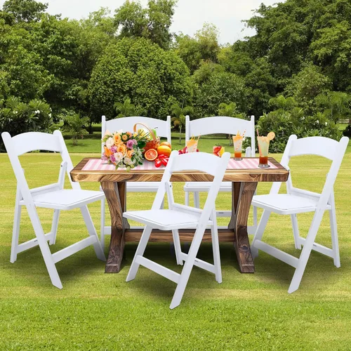 Miniatura 2 de Silla plegable de resina blanca con cojín y respaldo, capacidad de peso de 700 libras, silla para eventos, silla plegable ligera para interiores