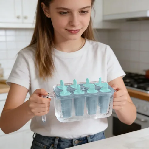 Miniatura 6 de 8 cavity Ice Pop Maker Mold Tray, Reusable Popsiclee Molds, Reusable Easy Release Ice Cream Container with Sticks for Yogurt Juice and DIY Chilled
