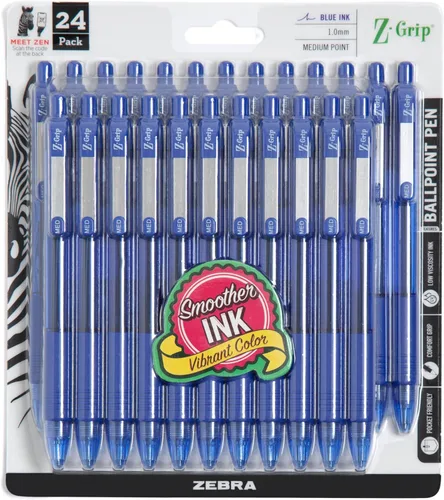 Miniatura 17 de Zebra Pen Z-Grip - Bolígrafo retráctil de punta media, 3/64 pulgadas, tinta negra, 12