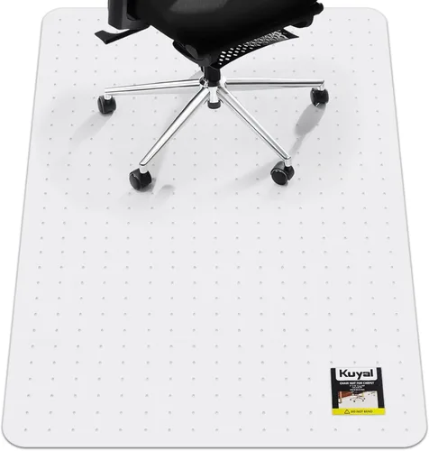 Alfombrilla para Silla de Oficina Kuyal para Alfombra, 32x55 Transparente y Resistente para Silla de Computadora, Protector Bajo Escritorio para