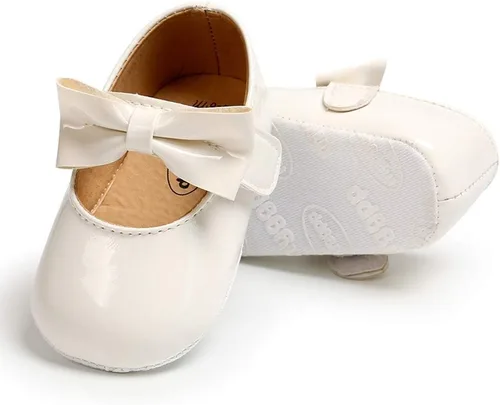 Miniatura 11 de RVROVIC Mocasines de princesa para bebé, zapatos brillantes de Mary Jane, zapatos de cuna de suela suave y ligera de primera calidad, zapatos