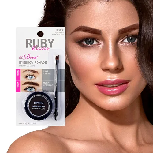Miniatura 4 de Ruby Kisses Go Brow Pomada para cejas resistentes al agua de larga duración a prueba de manchas (marrón oscuro)