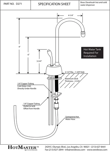 Miniatura 5 de Westbrass D271-NL-12 Velosah Grifo dispensador de agua caliente de 9 pulgadas con 1 manija (el tanque se vende por separado), bronce aceitado