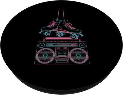 Miniatura 2 de Retro Skater Vibes with Boombox PopSockets Adhesive PopGrip