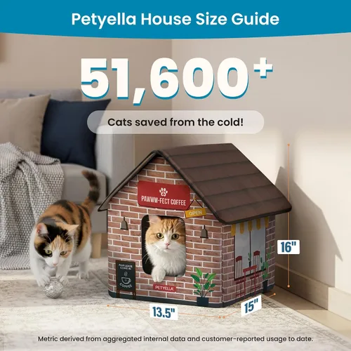 Miniatura 5 de Casa climatizada de lujo para gatos para invierno - Resistente a la intemperie, aislada, fácil montaje, almohadilla térmica para gatos, puertas