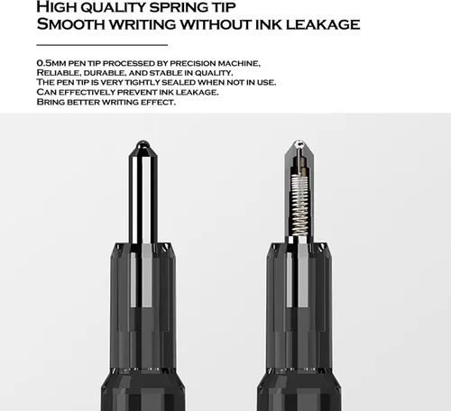 Miniatura 8 de DUNBONG Bolígrafos de gel retráctiles de 0.020 in, tinta negra, punta de aguja, diseño de superficie de corte en forma de diamante, caja de 6 Negro