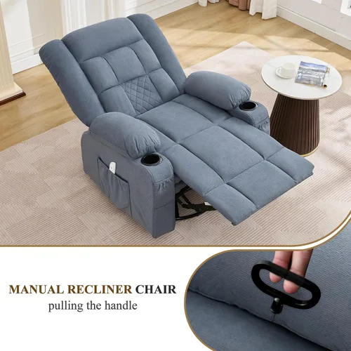 Miniatura 5 de Sillón reclinable de gran tamaño con masaje y calefacción lumbar, reclinable giratorio con control remoto, sofá individual para adultos, personas