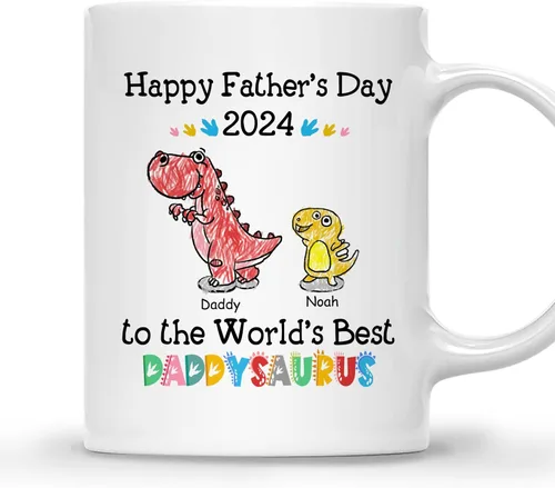 Miniatura 22 de GOSSBY Taza personalizada (1 dinosaurio bebé) ... Like a normal dad but more awesome - Taza personalizada para padres, dinosaurio para papá y bebé