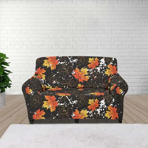 Miniatura 30 de Horeset Fundas elásticas para sofá con diseño de flores otoñales, lavables para sofá de 2 cojines, funda protectora para mascotas y perros
