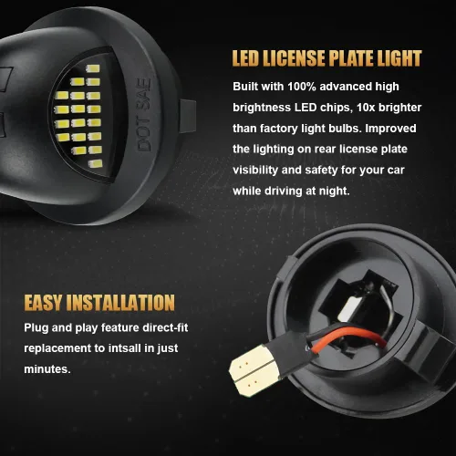 Miniatura 7 de D-Lumina Luces LED para Placa de Matrícula Lámpara de Etiqueta Tira de Luz Roja en Forma de F con Arnés de Cableado de Enchufe para Ford F150 F250