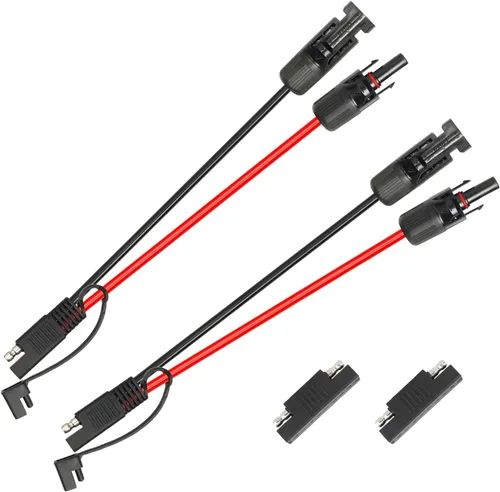 2 piezas de 1 pie de cable adaptador de panel solar a SAE - Cable de extensión de conector SAE 10AWG para kit de cargador de batería de panel solar