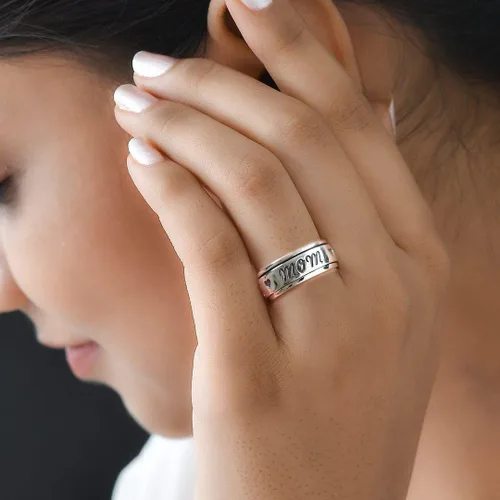 Miniatura 2 de Shop LC - Anillo giratorio de plata de ley 925, bohemio, hecho a mano, joyería única para hombres y mujeres, anillo para aliviar la ansiedad