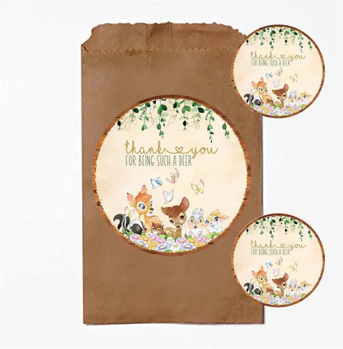 Silly Goose Gifts Oh Deer - Juego de calcomanías de invitación para decoración de fiesta de baby shower con temática de Bambi (calcomanía favorita)