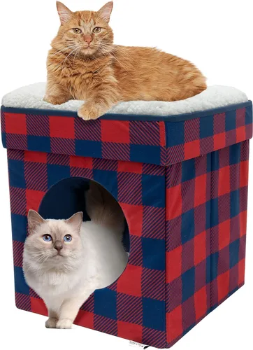 Miniatura 9 de Kitty City Muebles de cubo para gatos de interior, cubo gris A) Cubo de gato (gris)