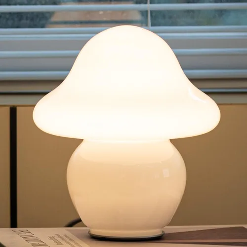 Miniatura 11 de HEQET Lámpara de hongo naranja de vidrio para mesa, lámpara de hongo para dormitorios, sala de estar, lámparas estéticas para dormitorio, linda