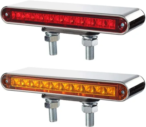 Miniatura 3 de Partsam 2 barras de luz LED rojas y ámbar de 6.5 pulgadas con doble cara para camión, semirremolque, 10 luces LED impermeables con doble tachuelas