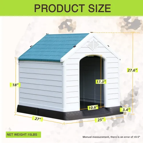 Miniatura 6 de Casa para perros, perreras para perros al aire libre, refugio impermeable para mascotas, perrera de plástico duradero para perros pequeños, medianos