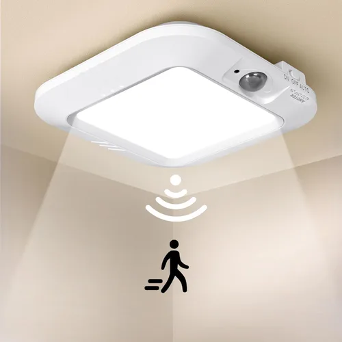 Miniatura 10 de Luz de Techo con Sensor de Movimiento a Batería, 180LM 6000K Luces de Armario a Batería con Sensor de Movimiento, Luz de Techo Inalámbrica de 48LED