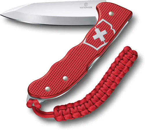 Victorinox Hunter Pro Alox - Navaja de bolsillo grande con hoja de bloqueo y agujero para cordón, color rojo