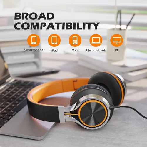 Miniatura 6 de Auriculares Ailihen C8, ligeros y plegables con micrófono para iPhone, iPad, iPod, teléfonos inteligentes Android, computadoras, laptop, Mac, Negro