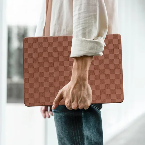 Miniatura 4 de Funda a cuadros para MacBook Air de 13 pulgadas M5 M4 M3 M2 2026-2022 A3240 A3113 A2681, piel a cuadros con textura a cuadros para MacBook Air 13.6