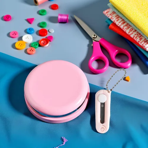 Miniatura 5 de Tijeras plegables rosas seguras y portátiles de viaje, tijeras telescópicas plegables de bolsillo con llavero para cortar, álbumes de recortes