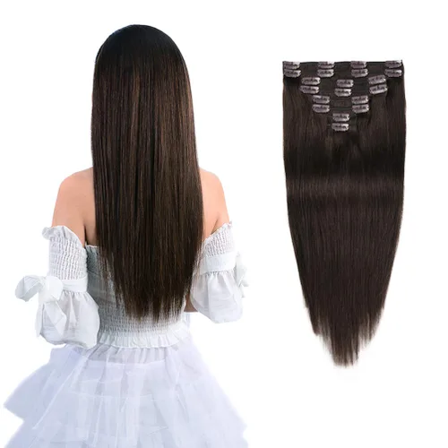 Miniatura 17 de Extensiones de cabello humano real con pinzas, 12 pulgadas, 2.89 oz, 8 piezas de extensiones de cabello Remy para mujer, color marrón medio