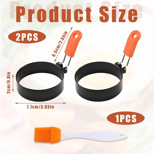 Miniatura 2 de Anillos de huevo de 3.5 pulgadas para freír huevos, con silicona, molde redondo para magdalenas inglesas, molde para panqueques, para acampar