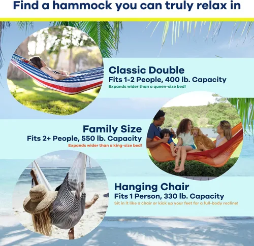 Miniatura 5 de Yellow Leaf Hammocks - Hamaca tejida a mano de tamaño doble, con capacidad para 1 a 2 personas, 400 libras máximo, resistente a la intemperie