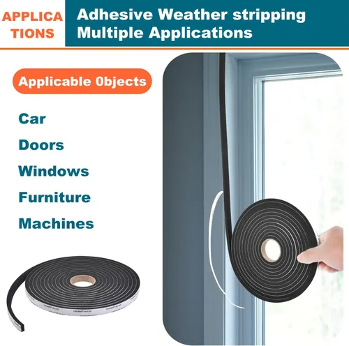 Miniatura 6 de Burlete para puerta – Cinta adhesiva de espuma insonorizada para ventanas, 1/2 pulgada de ancho x 1/4 pulgadas de grosor, 2 rollos en total 33 pies