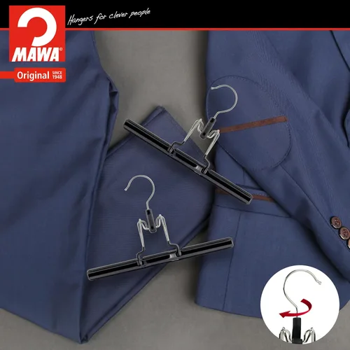 Miniatura 5 de Mawa by Reston Lloyd - Percha antideslizante con abrazadera para pantalones y faldas, estilo M/26, juego de 5, color negro