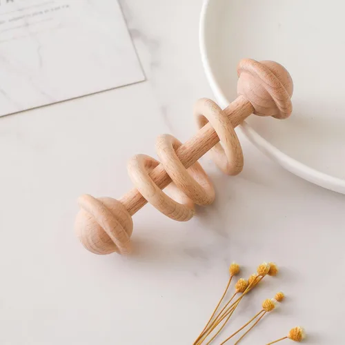 Miniatura 12 de Sonajero de madera para bebé, juguete de sonajero de madera para recién nacido, juguete Montessori de madera natural para bebé, juguete de regalo