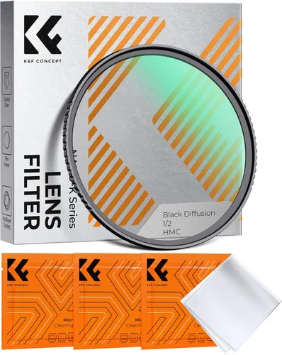 K&F CONCEPT Filtro de difusión negro de 58mm 1/2 con efecto de niebla cinematográfica y 18 capas de revestimiento multicapa para