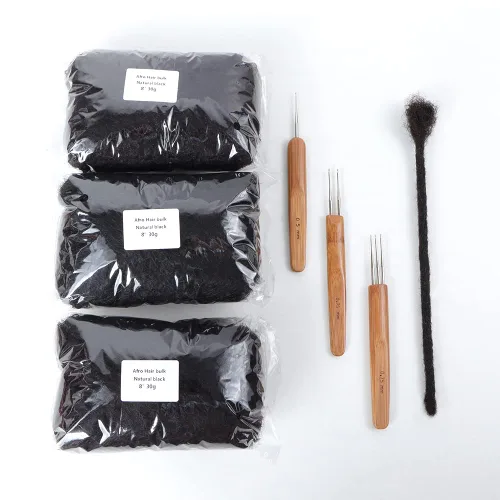 Miniatura 3 de Orientfashion Afro Kinkys a granel, cabello humano para extensiones de trenzas, cabello crochet para mujeres negras, paquete de 30g (20cm, #27)