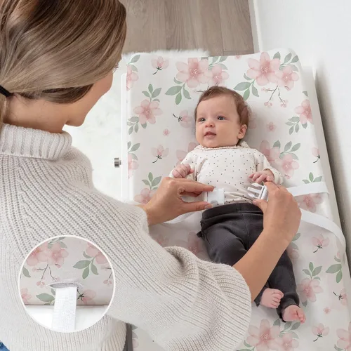 Miniatura 2 de BROLEX - Fundas elásticas para cambiador, funda para cambiador para bebés, niños y niñas, paquete de 2 unidades, tejido de jersey, flor rosa