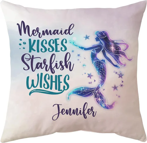 Miniatura 9 de Hyturtle Bonita almohada de sirena personalizada (inserto incluido) – Regalos para niñas, mujeres, niños – Regalos de cumpleaños para amantes