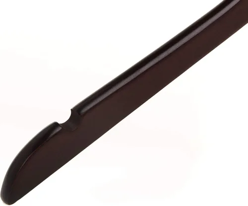 Miniatura 9 de Perchas de madera semicurvadas de calidad, paquete de 10 perchas de madera maciza con acabado liso con gancho giratorio, chaqueta, pantalón, perchas